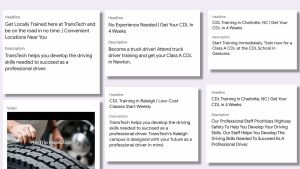 Image of examples of effective online paid advertising campaigns for a digital marketing agency's trucking school client