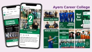 Selection of social media posts developed by a digital marketing agency for a career college in LA