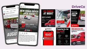 Array of social media content for a digital marketing agency's trucking client in IN