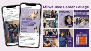 Aggregate of social media posts for a digital marketing agency's career college client in WI