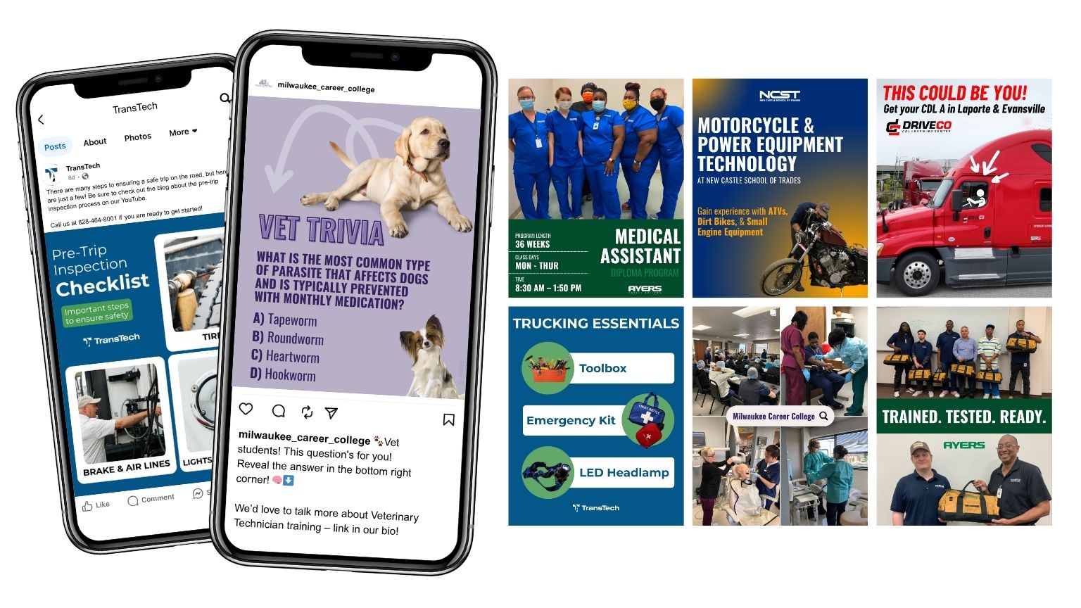 Social media posts for various Paradigm Digital Group clients